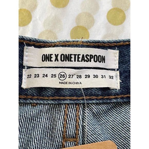 One Teaspoon Awesome Baggies Distressed Raw Step Hem Jeans Womens Mid Rise sz 26 - Picture 9 of 12